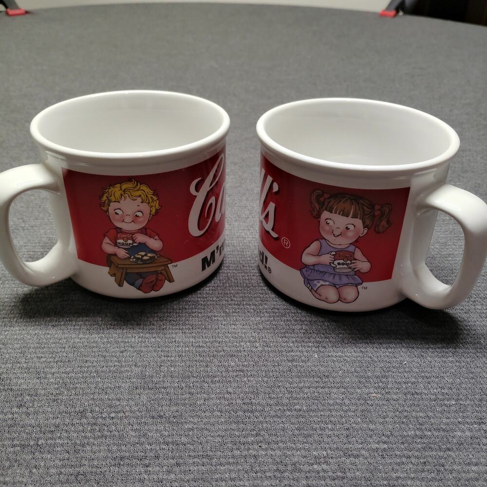 Vintage Campbell's Soup Mugs Set of 2 1998 Campbell Kids Houston Harvest